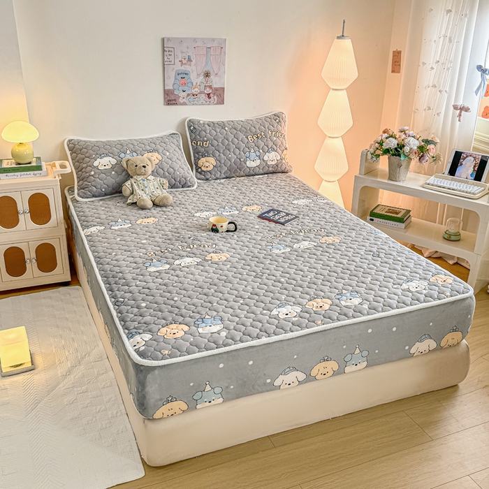 91家纺网 家纺一手货源 找家纺 小叮当家纺仓储工厂店 2025新款A类200g高克重牛奶绒印花夹棉床笠单品床笠床笠单件（提供买家秀） 淘气狗狗