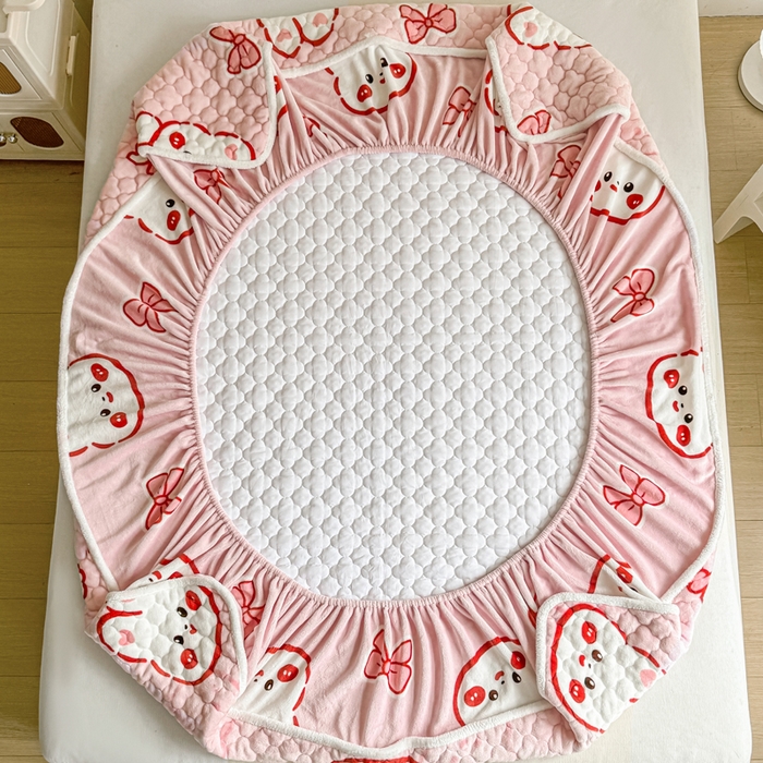 91家纺网 家纺一手货源 找家纺 小叮当家纺仓储工厂店 2025新款A类200g高克重牛奶绒印花夹棉床笠单品床笠床笠单件（提供买家秀） 甜粉兔兔