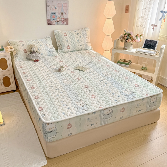 91家纺网 家纺一手货源 找家纺 小叮当家纺仓储工厂店 2025新款A类200g高克重牛奶绒印花夹棉床笠单品床笠床笠单件（提供买家秀） 兔兔花园