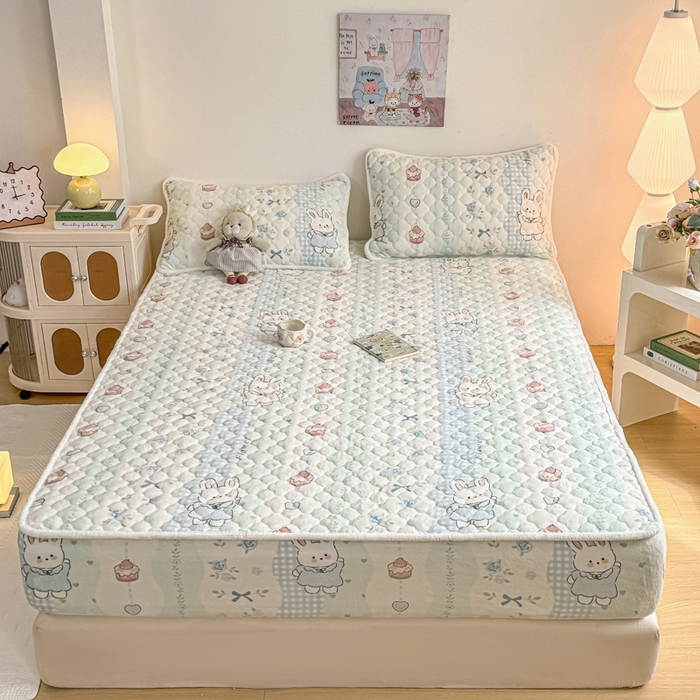 91家纺网 家纺一手货源 找家纺 小叮当家纺仓储工厂店 2025新款A类200g高克重牛奶绒印花夹棉床笠单品床笠床笠单件（提供买家秀） 兔兔花园