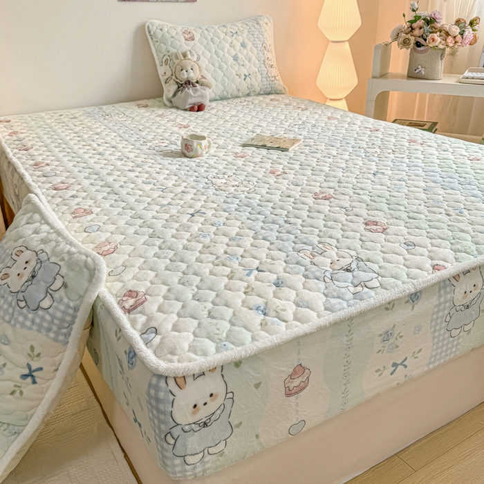 91家纺网 家纺一手货源 找家纺 小叮当家纺仓储工厂店 2025新款A类200g高克重牛奶绒印花夹棉床笠单品床笠床笠单件（提供买家秀） 兔兔花园