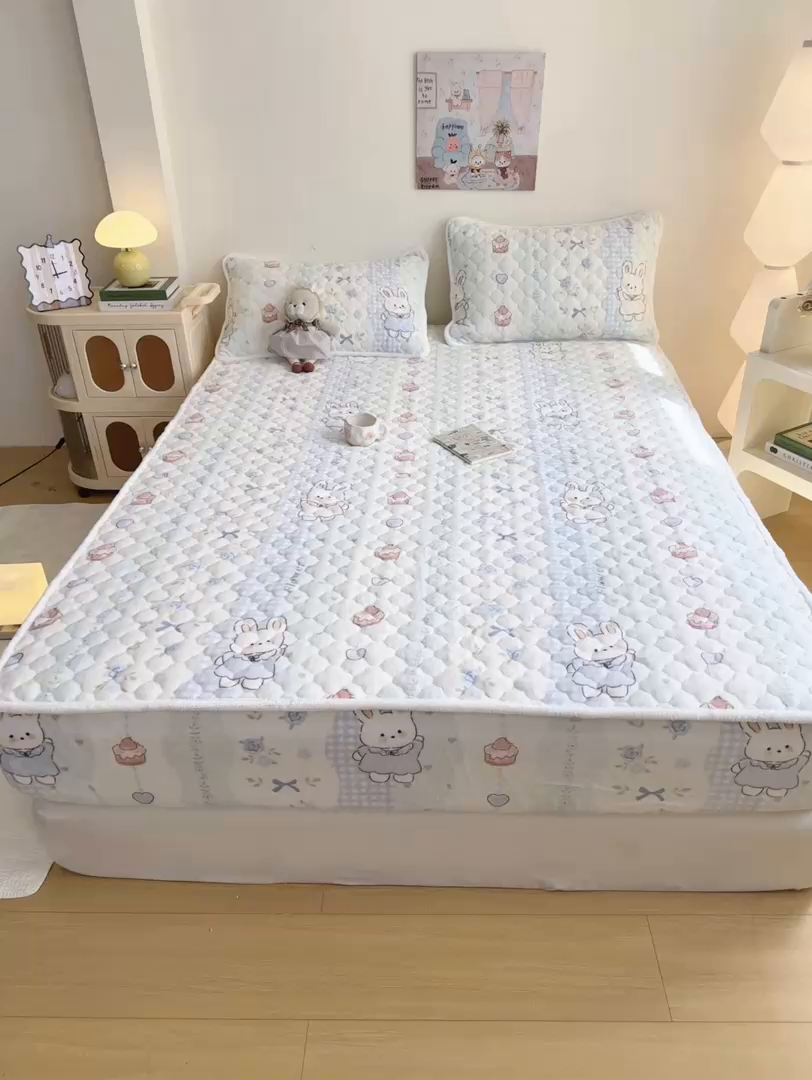 91家纺网 家纺一手货源 找家纺 小叮当家纺仓储工厂店 2025新款A类200g高克重牛奶绒印花夹棉床笠单品床笠床笠单件（提供买家秀） 兔兔花园