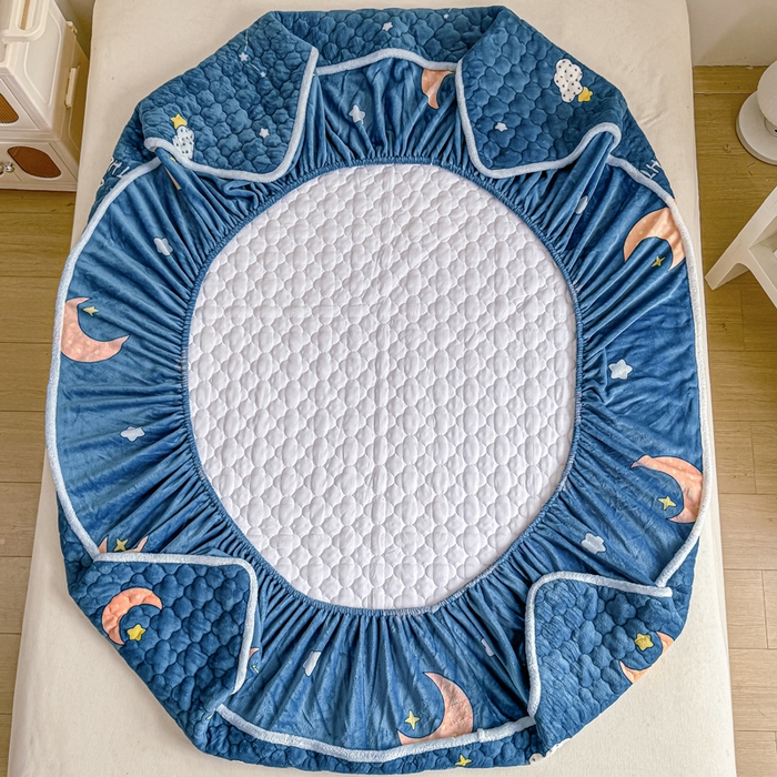 91家纺网 家纺一手货源 找家纺 小叮当家纺仓储工厂店 2025新款A类200g高克重牛奶绒印花夹棉床笠单品床笠床笠单件（提供买家秀） 星空月亮