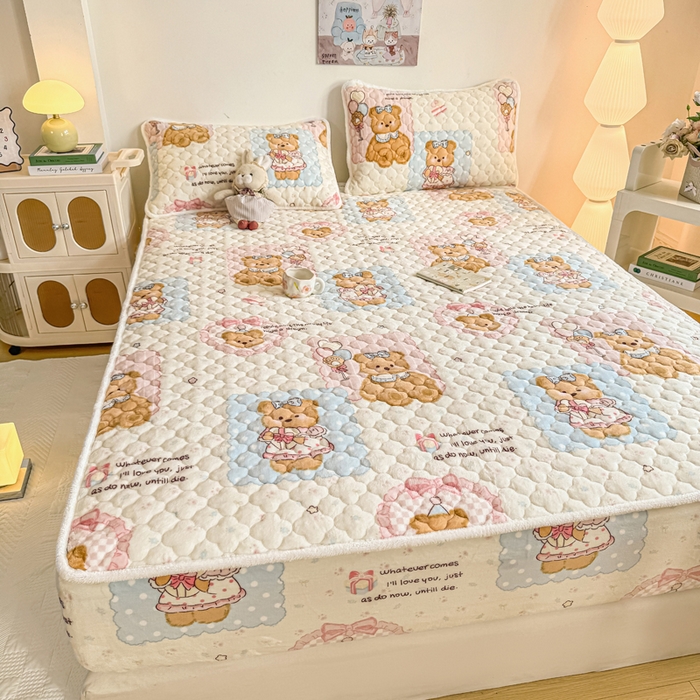 91家纺网 家纺一手货源 找家纺 小叮当家纺仓储工厂店 2025新款A类200g高克重牛奶绒印花夹棉床笠单品床笠床笠单件（提供买家秀） 熊宝玩偶
