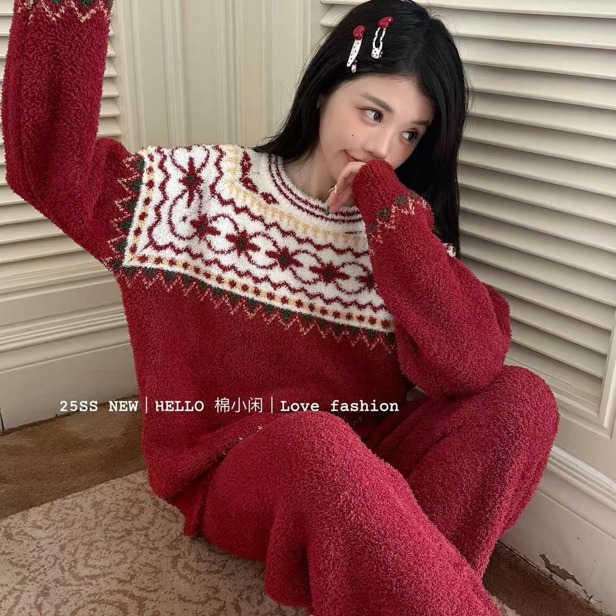 妍景家居生活馆 2025新款软绵绵复古民族风套装 软绵绵-复古民族风-红色