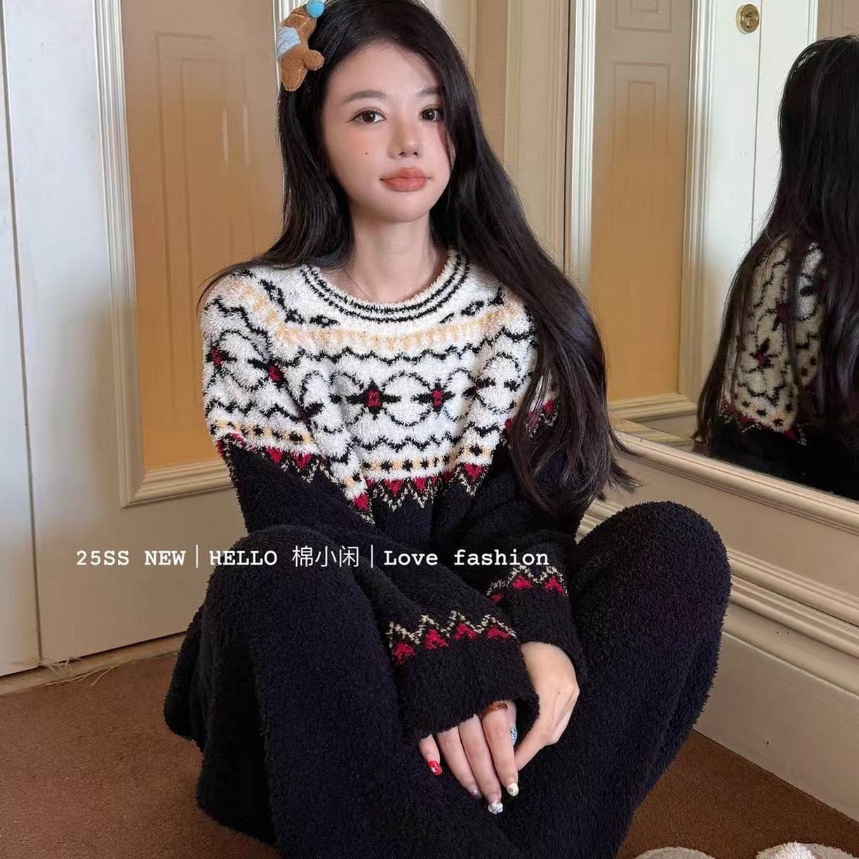 妍景家居生活馆 2025新款软绵绵复古民族风套装 软绵绵 复古民族风-黑色