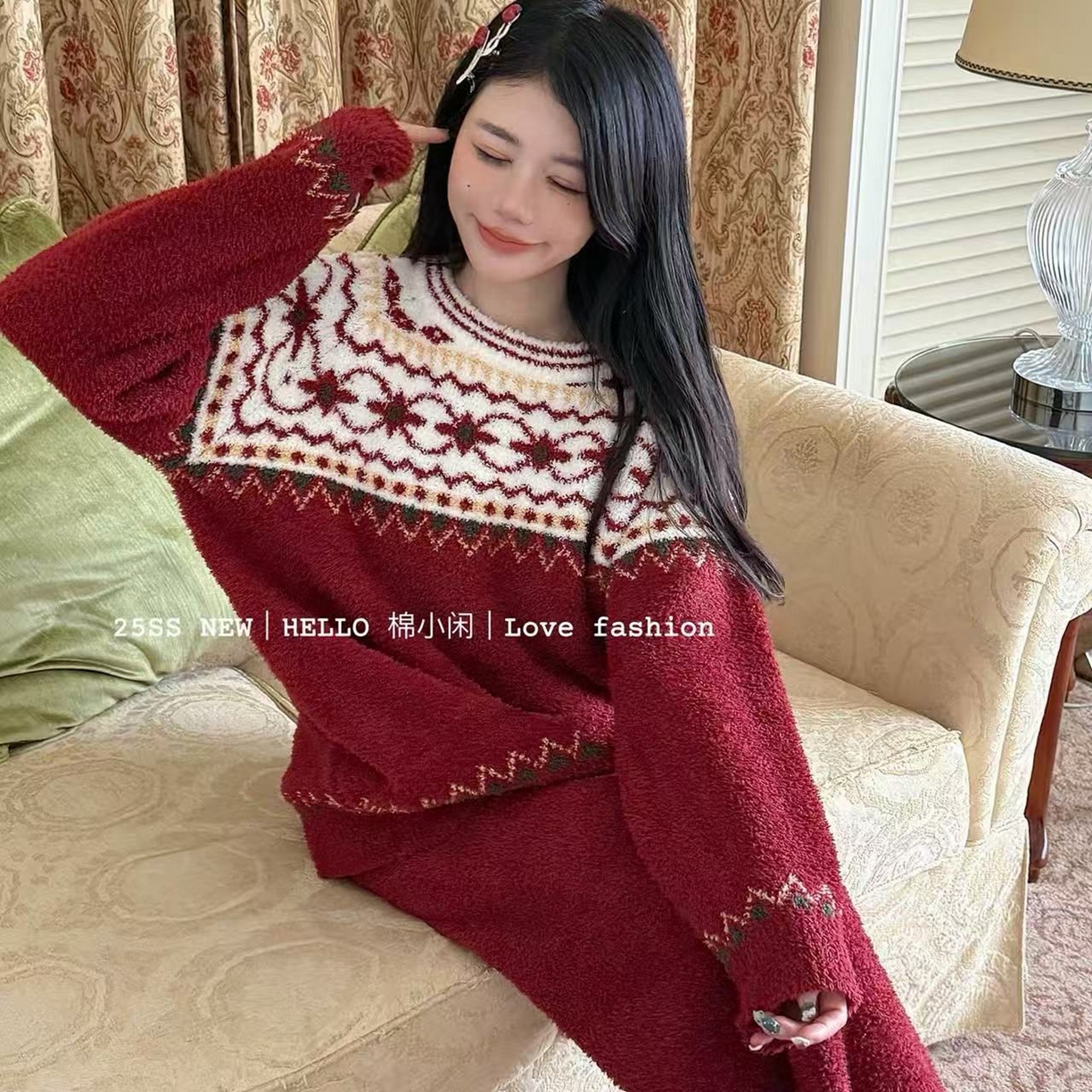 91家纺网 家纺一手货源 找家纺 妍景家居生活馆 2025新款软绵绵复古民族风套装 软绵绵-复古民族风-红色