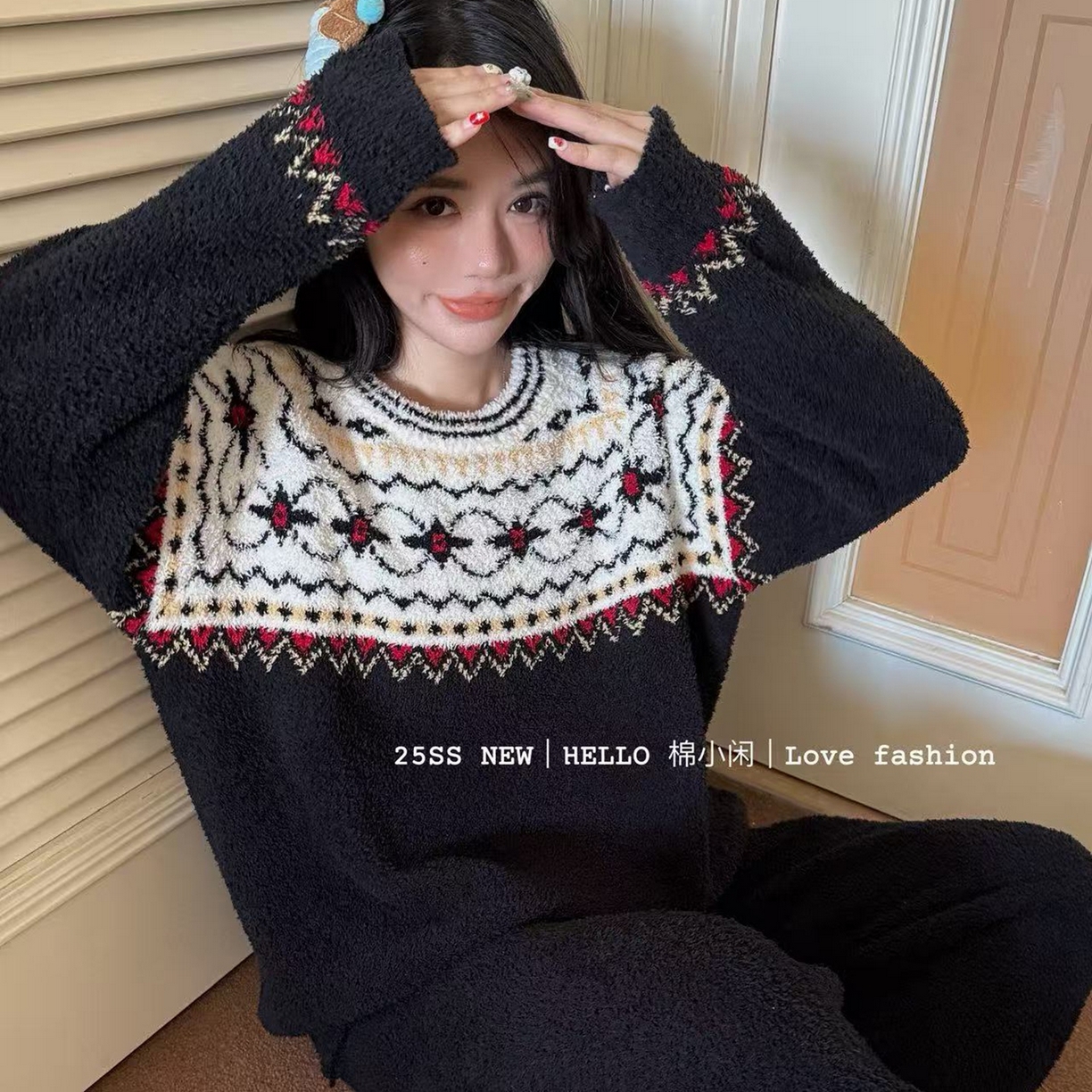 91家纺网 家纺一手货源 找家纺 妍景家居生活馆 2025新款软绵绵复古民族风套装 软绵绵 复古民族风-黑色