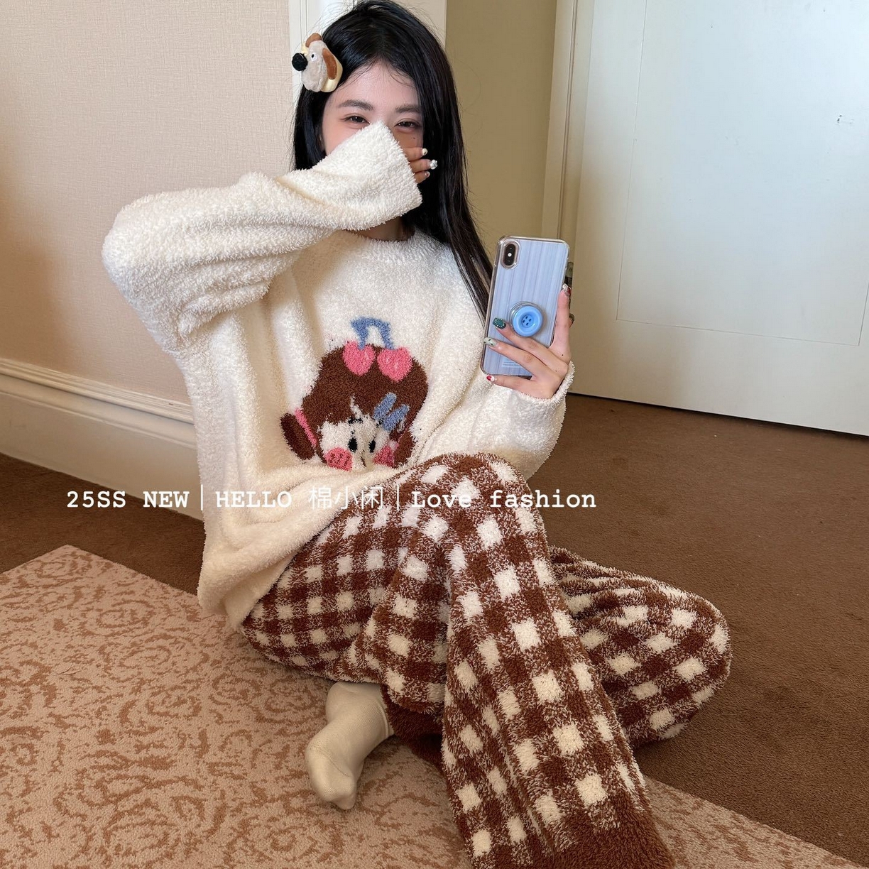 妍景家居生活馆 2025新款软绵绵 樱桃格格女孩 软绵绵 樱桃格格女孩-咖色