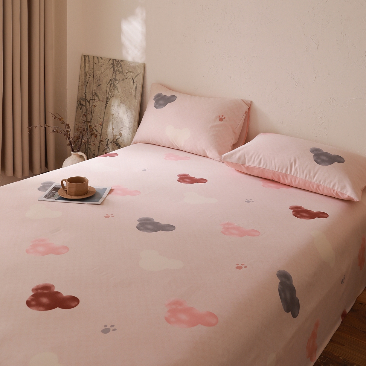 91家纺网 家纺一手货源 找家纺 小叮当家纺仓储工厂店 (买家秀 爆款花型 不断货)2025新款良品磨毛单床单床单单件 粉熊宝贝