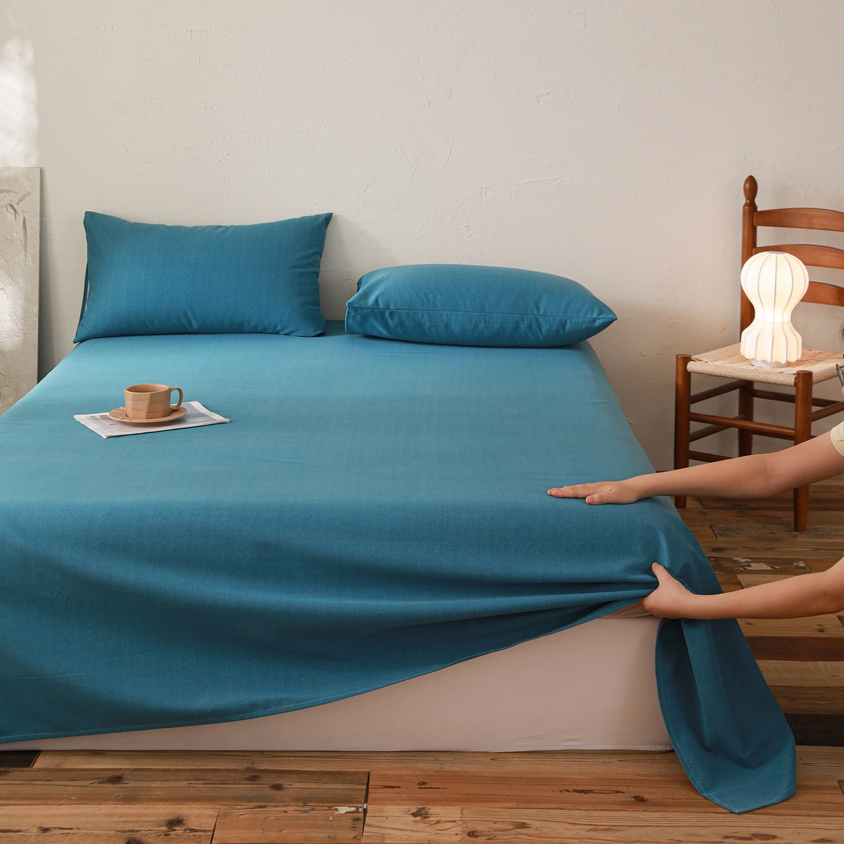 小叮当家纺仓储工厂店 (买家秀 爆款花型 不断货)2025新款良品磨毛单床单床单单件 肌理蓝