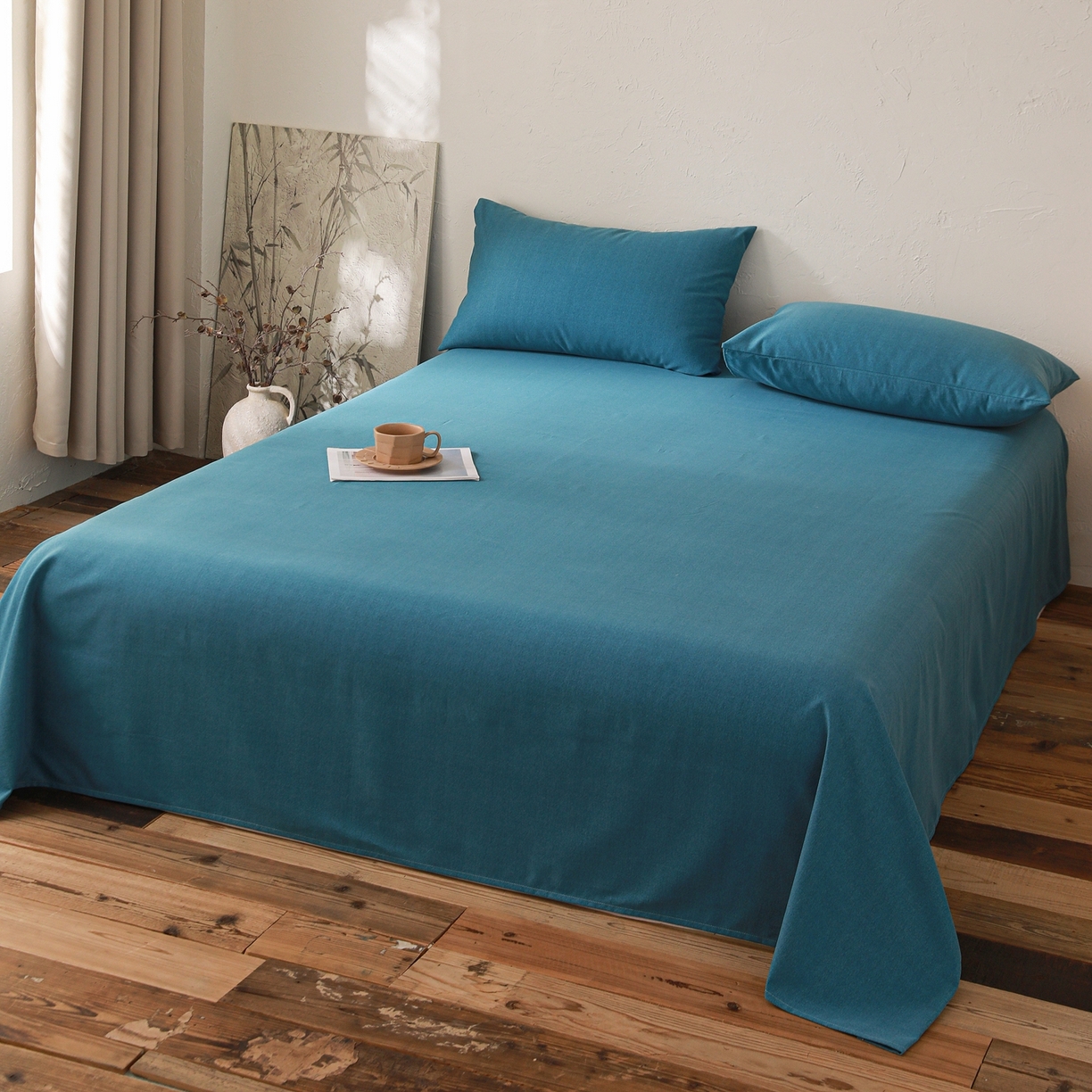 91家纺网 家纺一手货源 找家纺 小叮当家纺仓储工厂店 (买家秀 爆款花型 不断货)2025新款良品磨毛单床单床单单件 肌理蓝