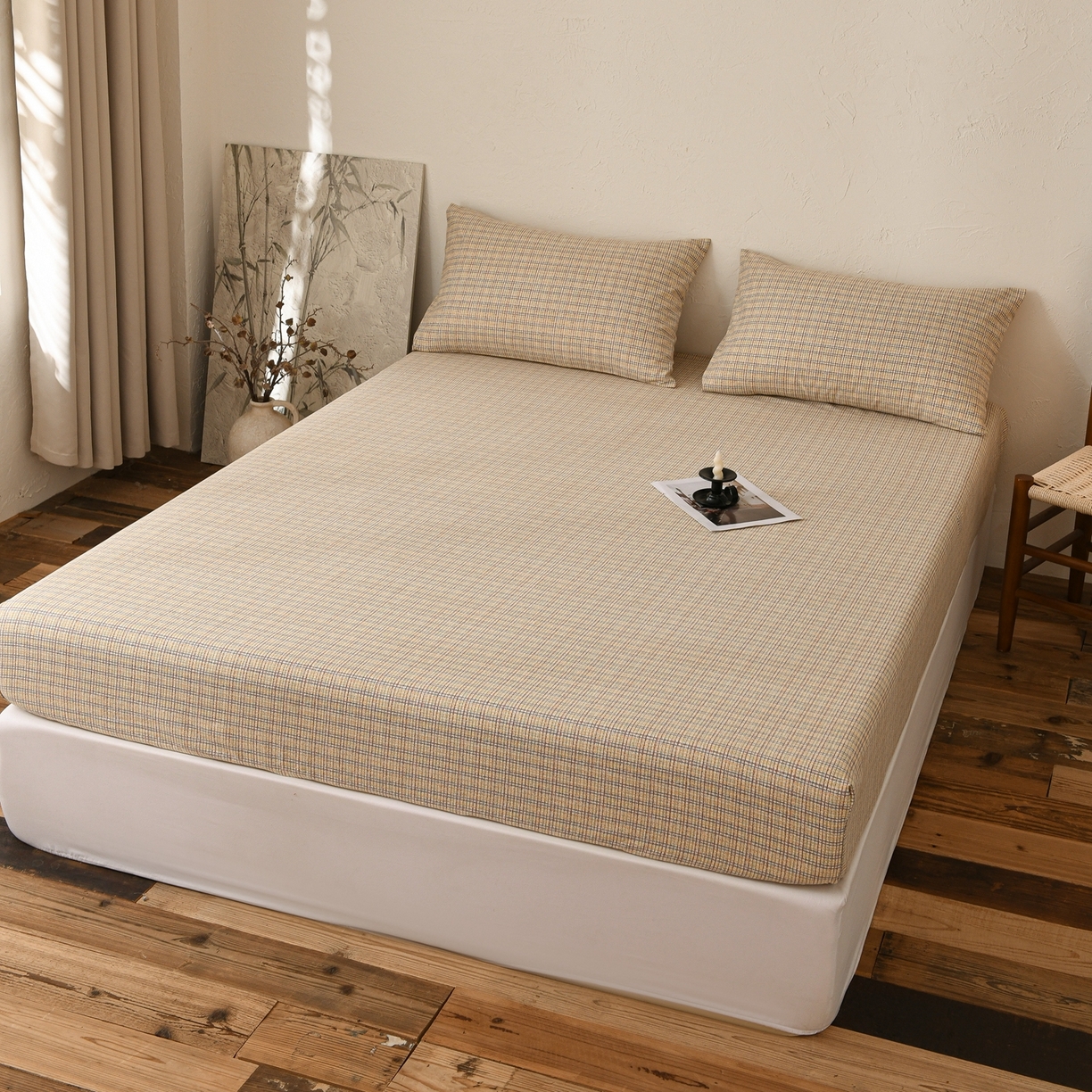 91家纺网 家纺一手货源 找家纺 小叮当家纺仓储工厂店 (买家秀 爆款花型 不断货)2025新款良品磨毛单床笠床笠单件 律动格