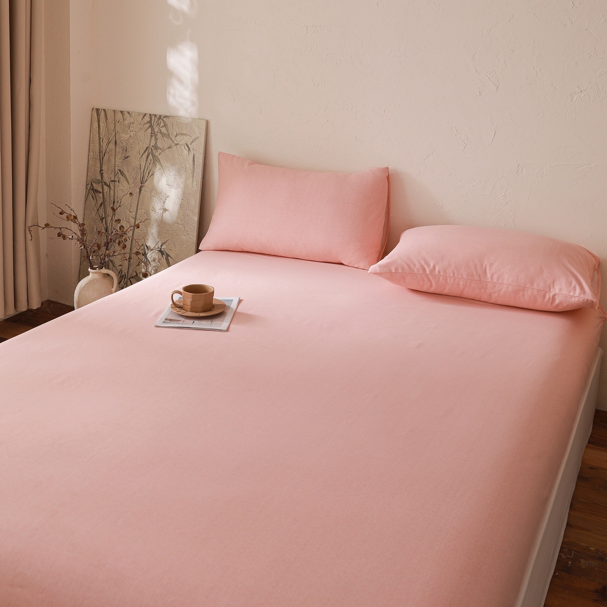 91家纺网 家纺一手货源 找家纺 小叮当家纺仓储工厂店 (买家秀 爆款花型 不断货)2025新款良品磨毛单床笠床笠单件 肌理粉