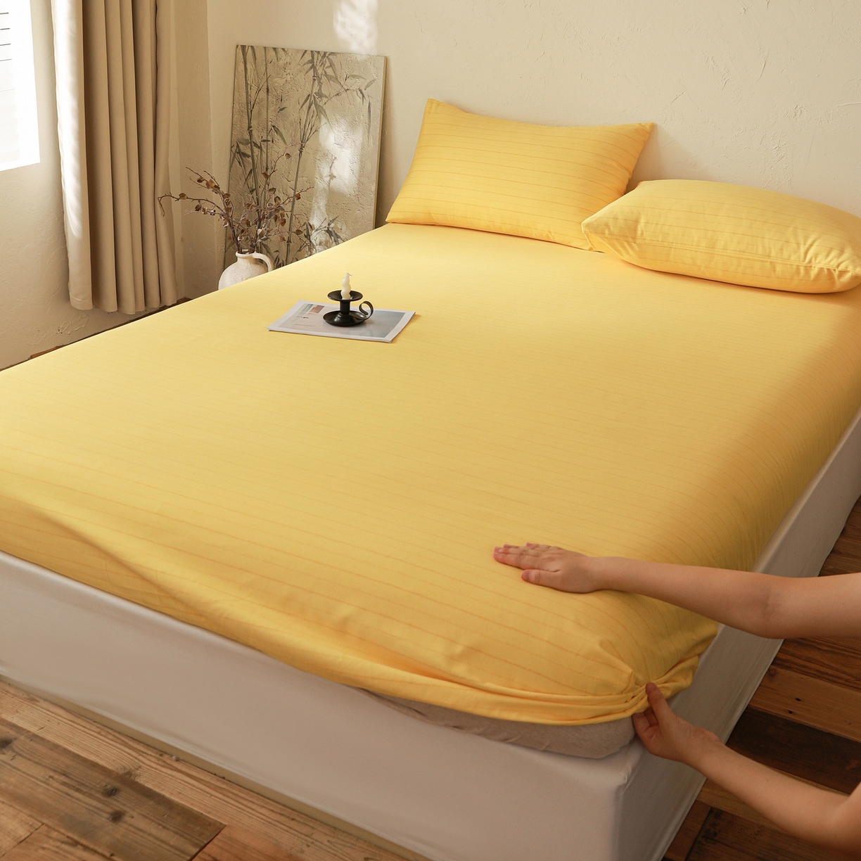 91家纺网 家纺一手货源 找家纺 小叮当家纺仓储工厂店 (买家秀 爆款花型 不断货)2025新款良品磨毛单床笠床笠单件 织梦黄