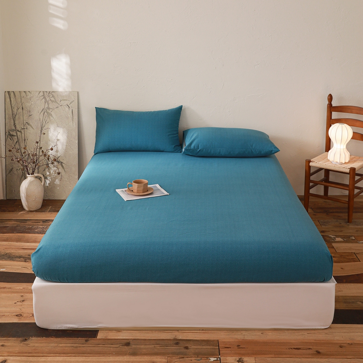 91家纺网 家纺一手货源 找家纺 小叮当家纺仓储工厂店 (买家秀 爆款花型 不断货)2025新款良品磨毛单床笠床笠单件 肌理蓝