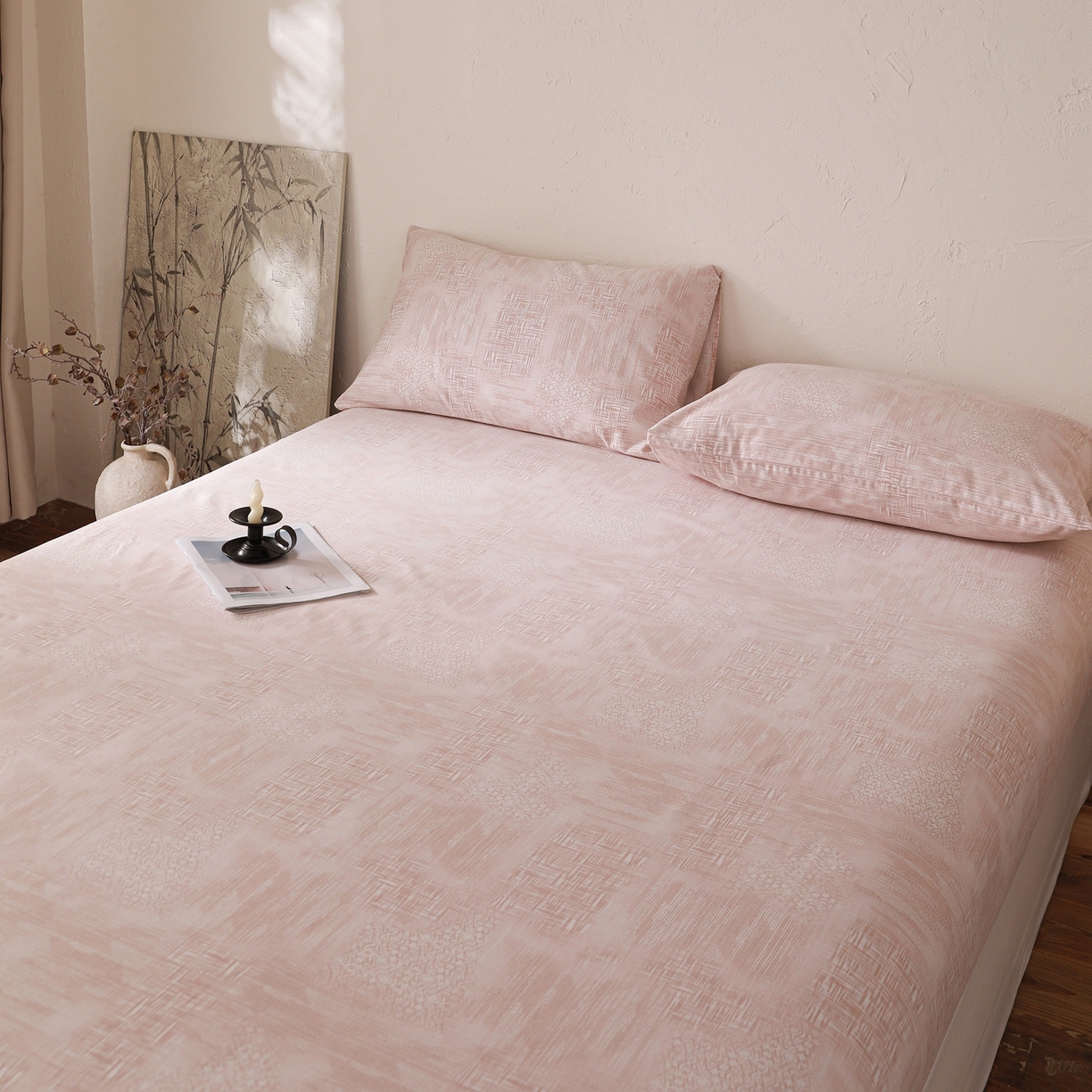 91家纺网 家纺一手货源 找家纺 小叮当家纺仓储工厂店 (买家秀 爆款花型 不断货)2025新款良品磨毛单床笠床笠单件 雾影粉