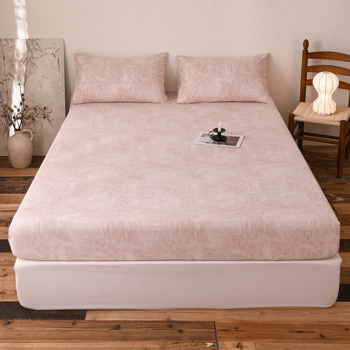 91家纺网 家纺一手货源 找家纺 小叮当家纺仓储工厂店 (买家秀 爆款花型 不断货)2025新款良品磨毛单床笠床笠单件 雾影粉