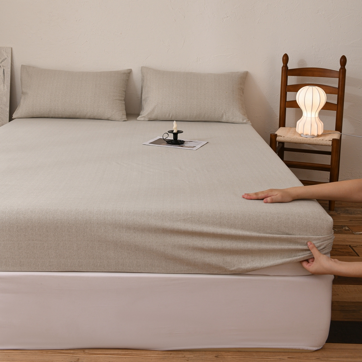 91家纺网 家纺一手货源 找家纺 小叮当家纺仓储工厂店 (买家秀 爆款花型 不断货)2025新款良品磨毛单床笠床笠单件 肌理灰