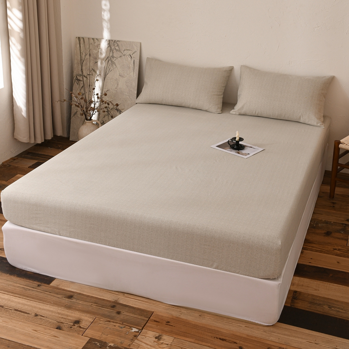 91家纺网 家纺一手货源 找家纺 小叮当家纺仓储工厂店 (买家秀 爆款花型 不断货)2025新款良品磨毛单床笠床笠单件 肌理灰