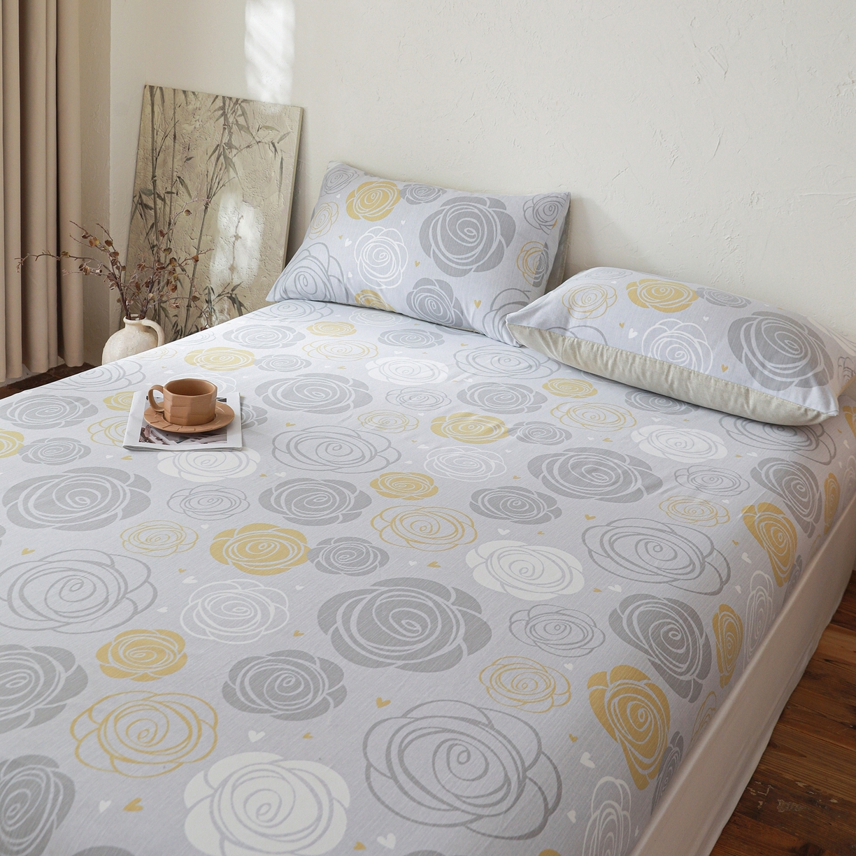 91家纺网 家纺一手货源 找家纺 小叮当家纺仓储工厂店 (买家秀 爆款花型 不断货)2025新款良品磨毛单床笠床笠单件 花韵