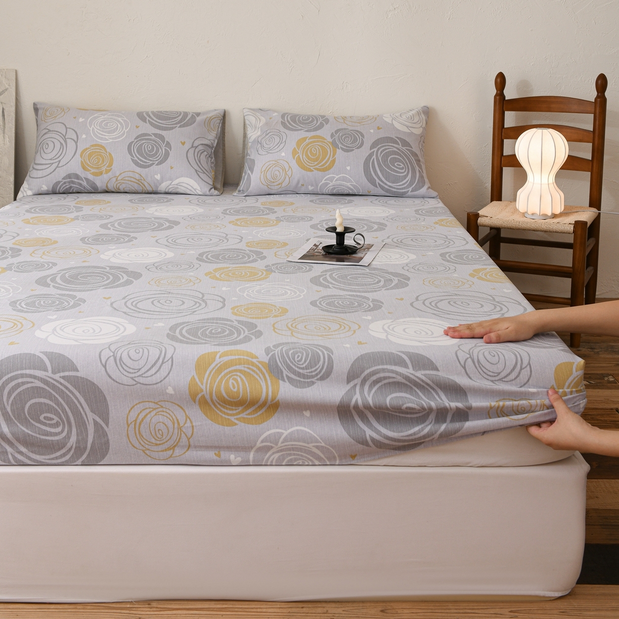 91家纺网 家纺一手货源 找家纺 小叮当家纺仓储工厂店 (买家秀 爆款花型 不断货)2025新款良品磨毛单床笠床笠单件 花韵