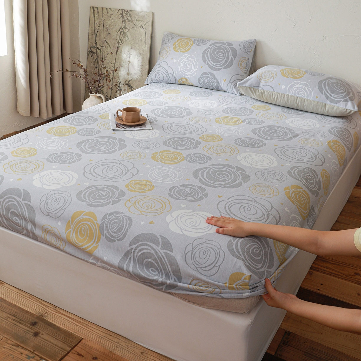 91家纺网 家纺一手货源 找家纺 小叮当家纺仓储工厂店 (买家秀 爆款花型 不断货)2025新款良品磨毛单床笠床笠单件 花韵