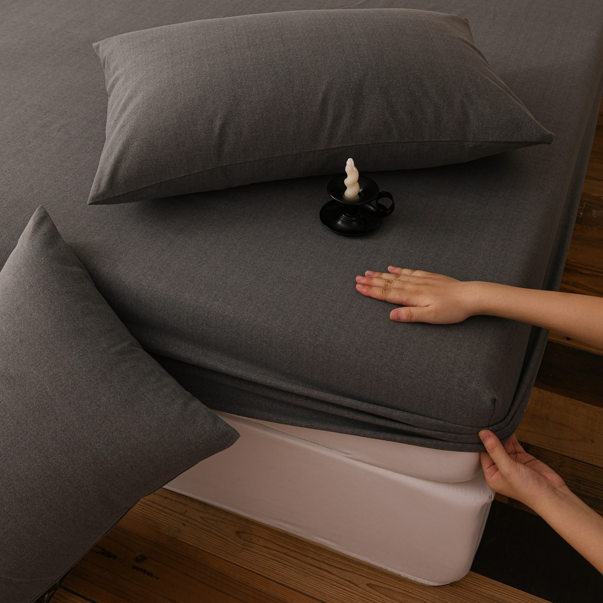 91家纺网 家纺一手货源 找家纺 小叮当家纺仓储工厂店 (买家秀 爆款花型 不断货)2025新款良品磨毛单床笠床笠单件 玄夜灰