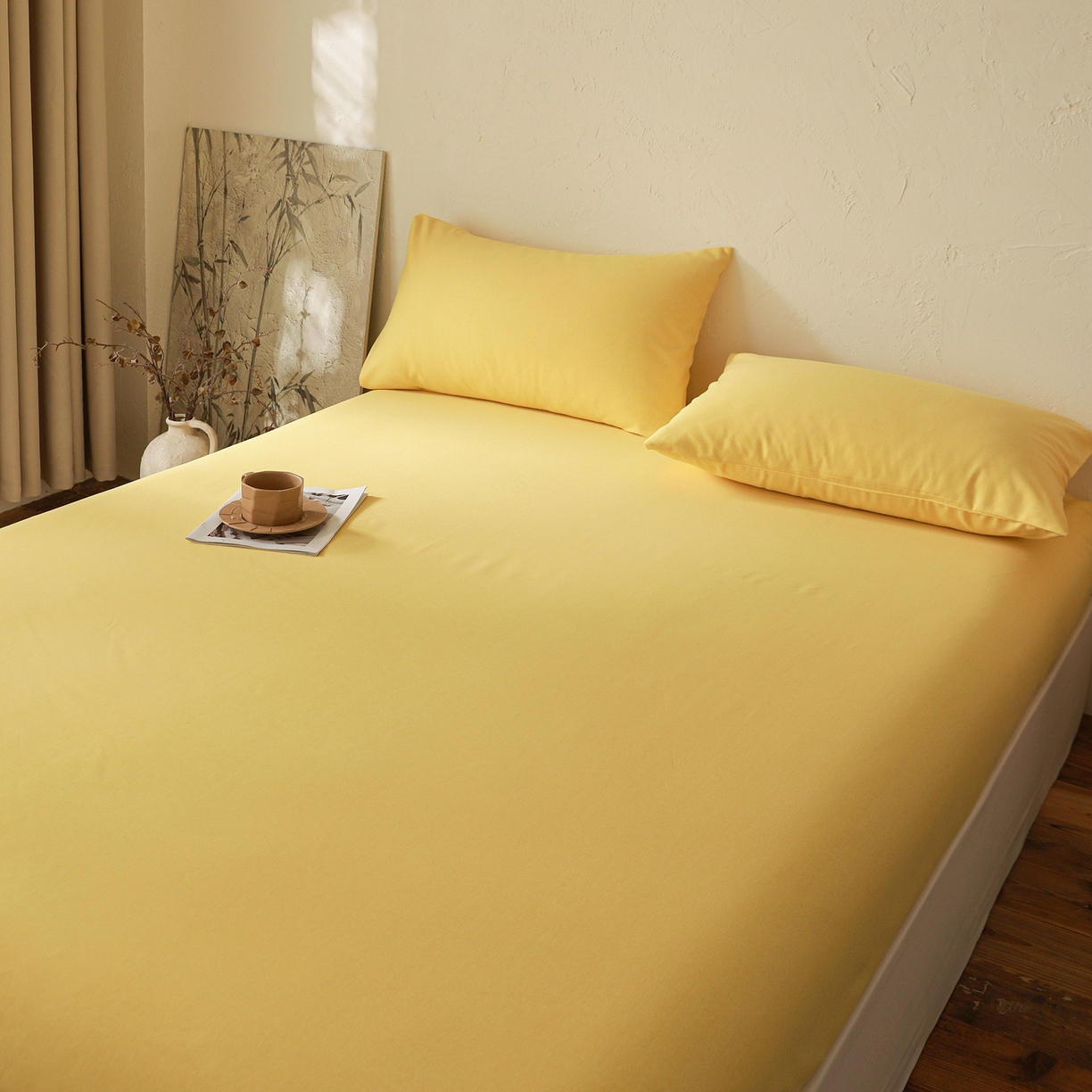 91家纺网 家纺一手货源 找家纺 小叮当家纺仓储工厂店 (买家秀 爆款花型 不断货)2025新款良品磨毛单床笠床笠单件 肌理黄