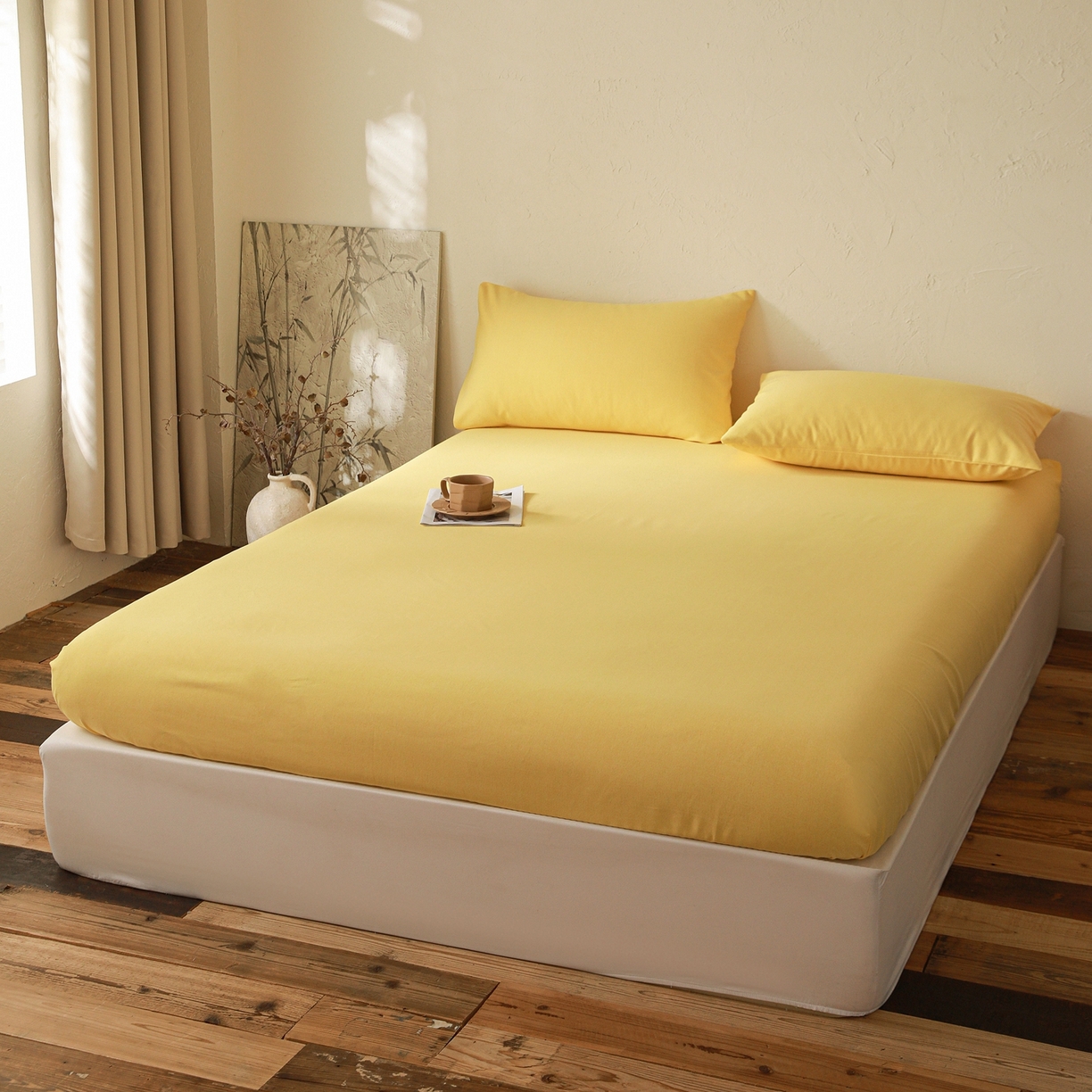 91家纺网 家纺一手货源 找家纺 小叮当家纺仓储工厂店 (买家秀 爆款花型 不断货)2025新款良品磨毛单床笠床笠单件 肌理黄