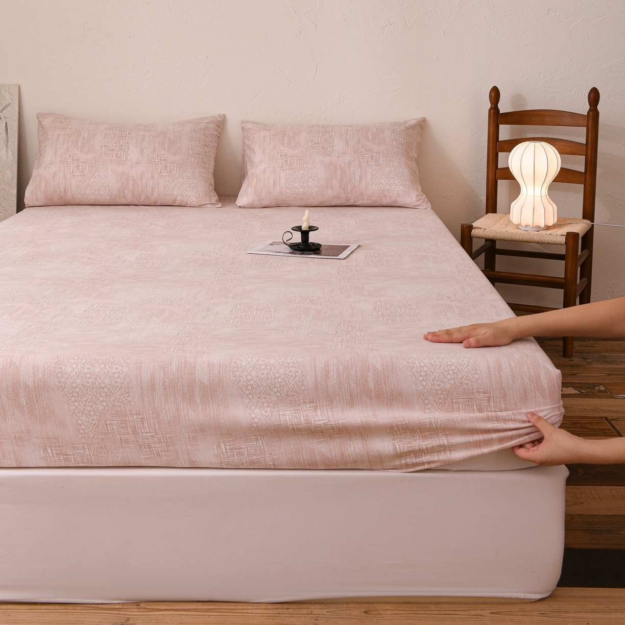 91家纺网 家纺一手货源 找家纺 小叮当家纺仓储工厂店 (买家秀 爆款花型 不断货)2025新款良品磨毛单床笠床笠单件 雾影粉