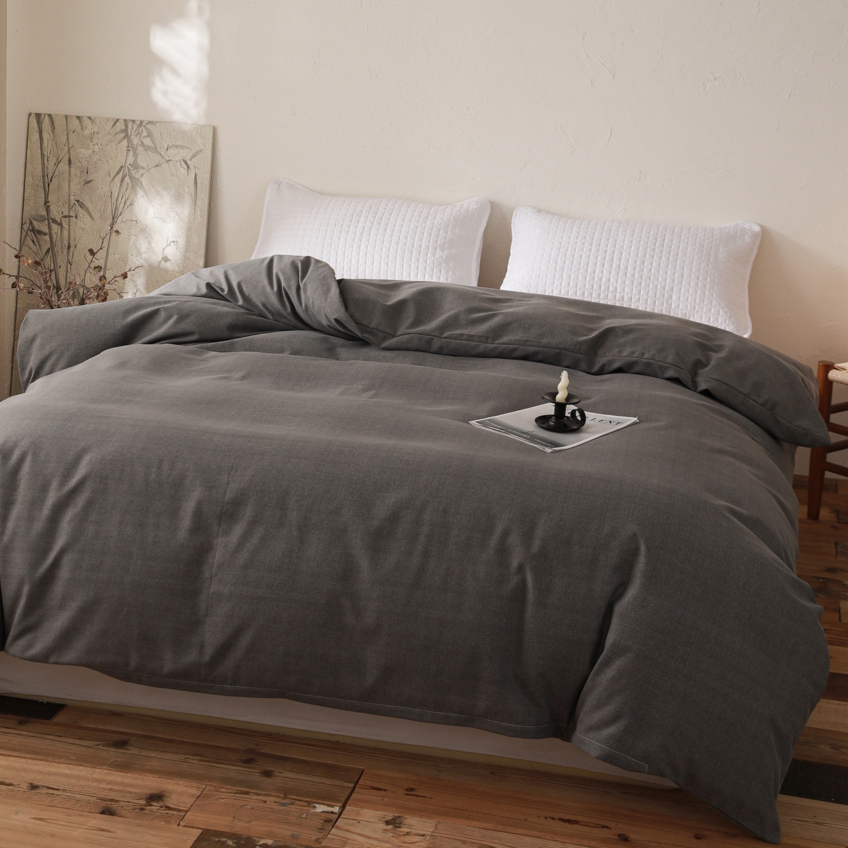 91家纺网 家纺一手货源 找家纺 小叮当家纺仓储工厂店 (买家秀 爆款花型 不断货)2025新款良品磨毛单被套被套单件 玄夜灰