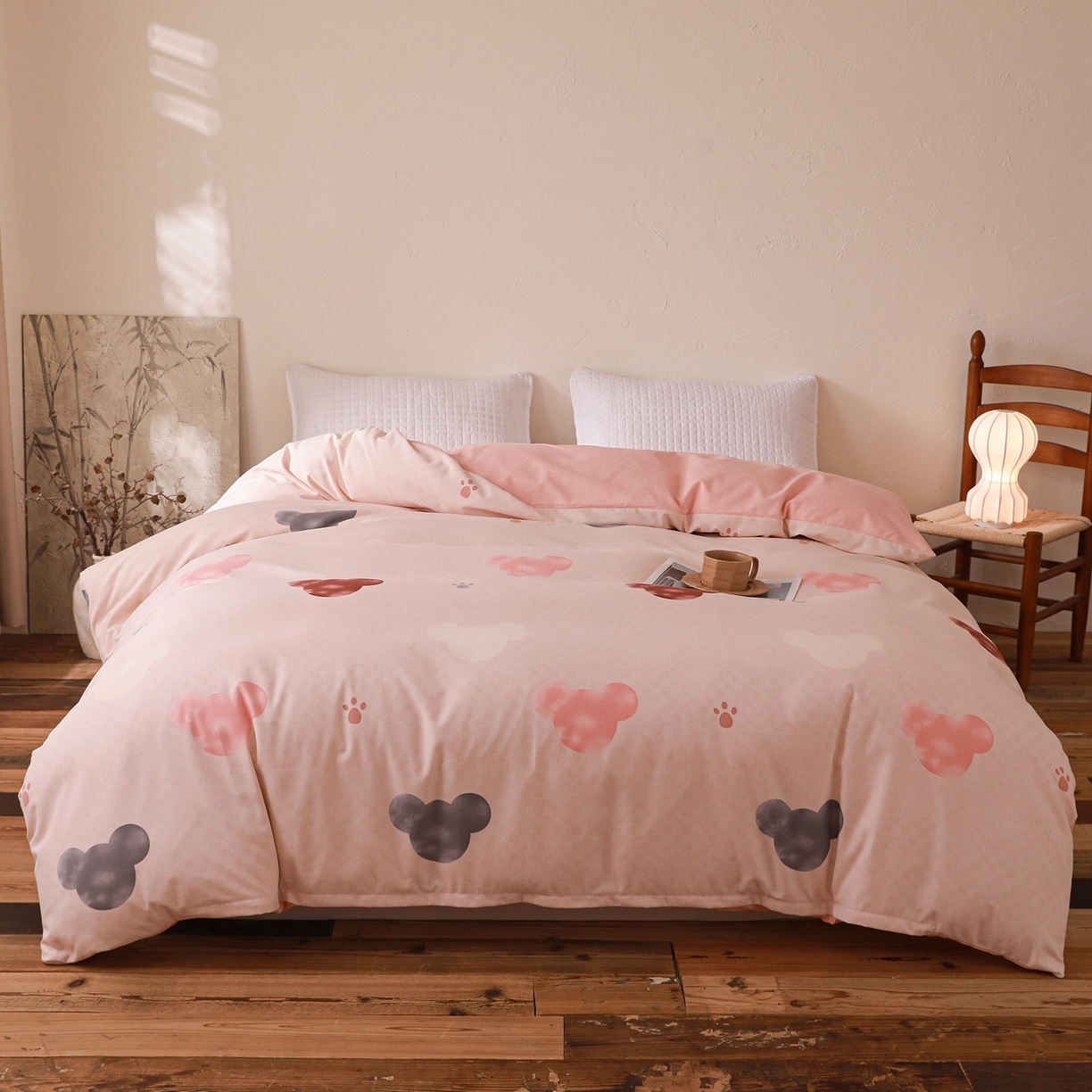 91家纺网 家纺一手货源 找家纺 小叮当家纺仓储工厂店 (买家秀 爆款花型 不断货)2025新款良品磨毛单被套被套单件 粉熊宝贝