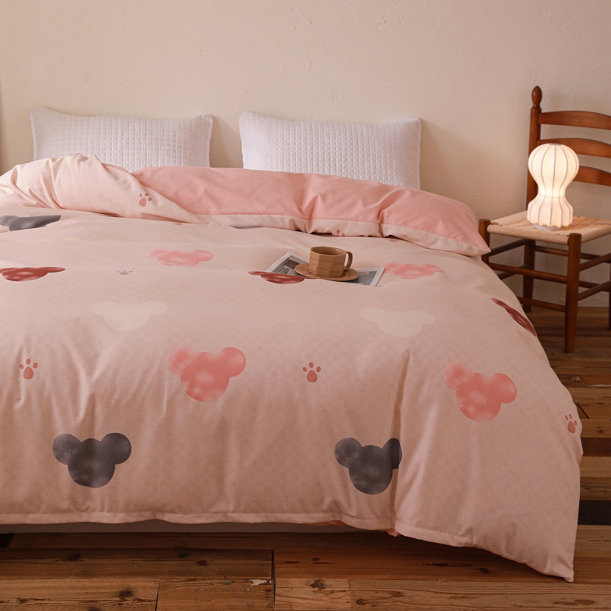 91家纺网 家纺一手货源 找家纺 小叮当家纺仓储工厂店 (买家秀 爆款花型 不断货)2025新款良品磨毛单被套被套单件 粉熊宝贝