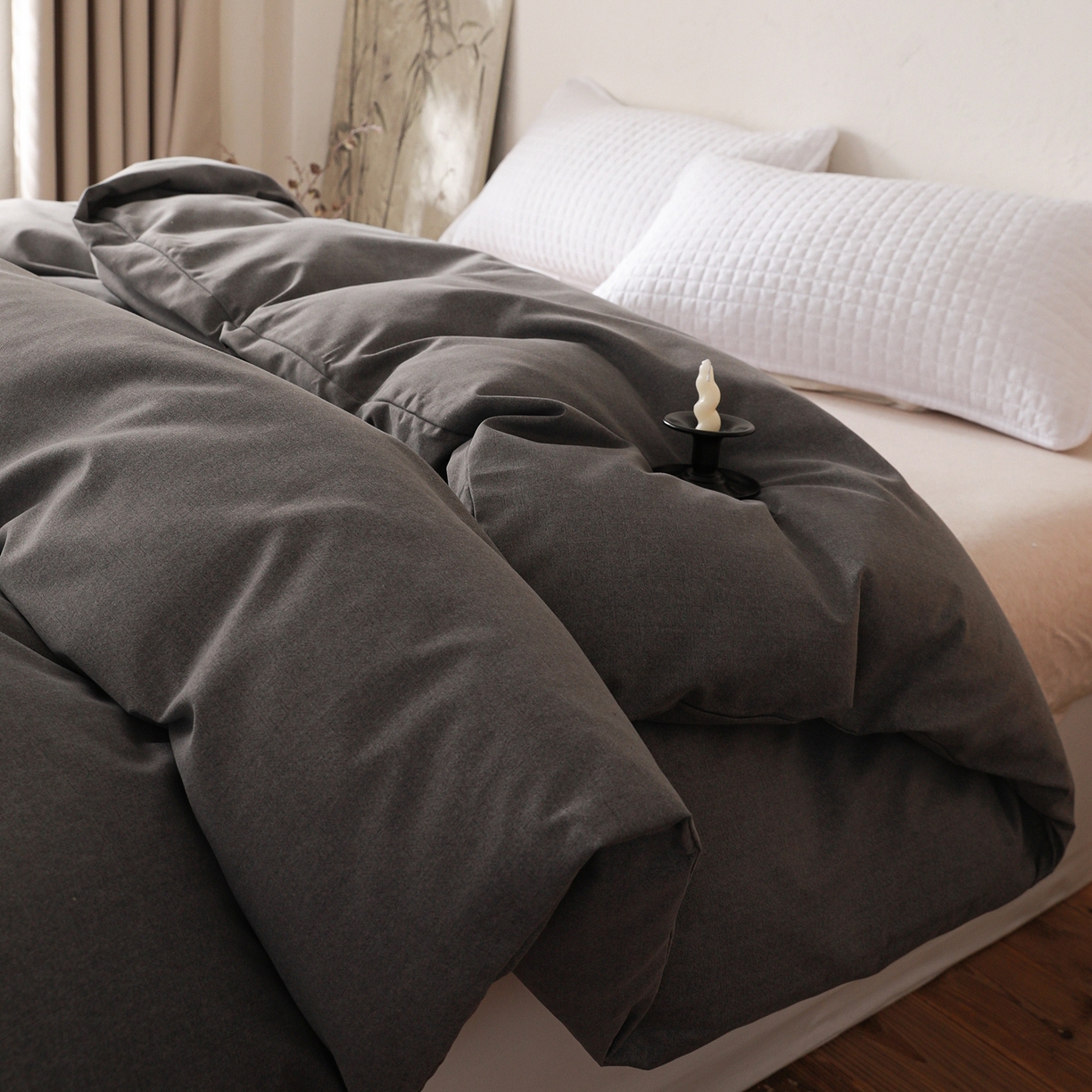 小叮当家纺仓储工厂店 (买家秀 爆款花型 不断货)2025新款良品磨毛单被套被套单件 玄夜灰