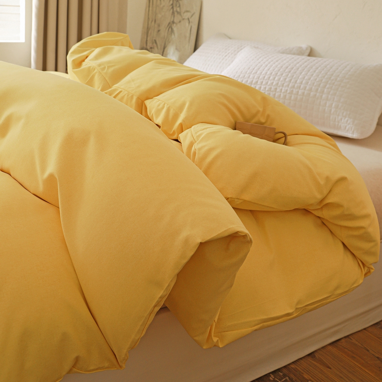 小叮当家纺仓储工厂店 (买家秀 爆款花型 不断货)2025新款良品磨毛单被套被套单件 肌理黄