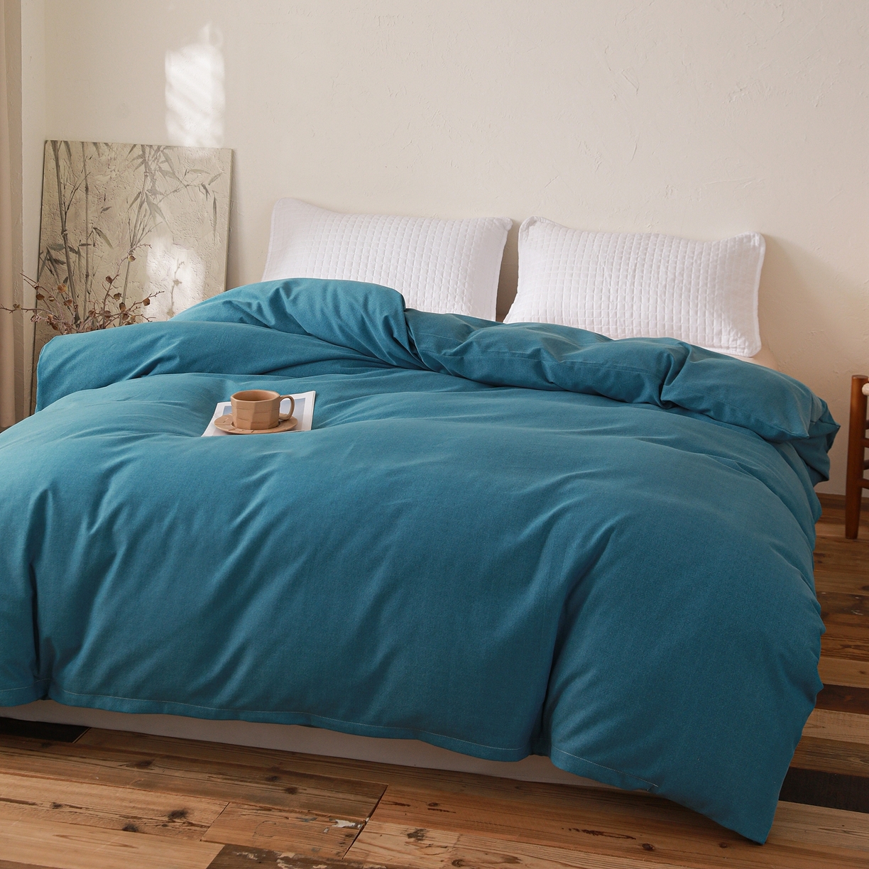 91家纺网 家纺一手货源 找家纺 小叮当家纺仓储工厂店 (买家秀 爆款花型 不断货)2025新款良品磨毛单被套被套单件 肌理蓝