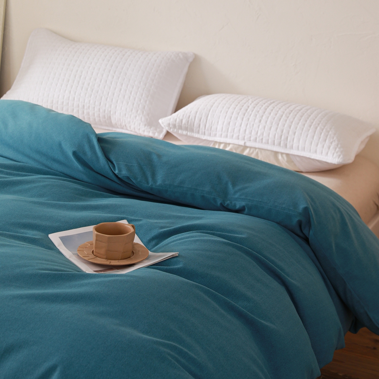 91家纺网 家纺一手货源 找家纺 小叮当家纺仓储工厂店 (买家秀 爆款花型 不断货)2025新款良品磨毛单被套被套单件 肌理蓝