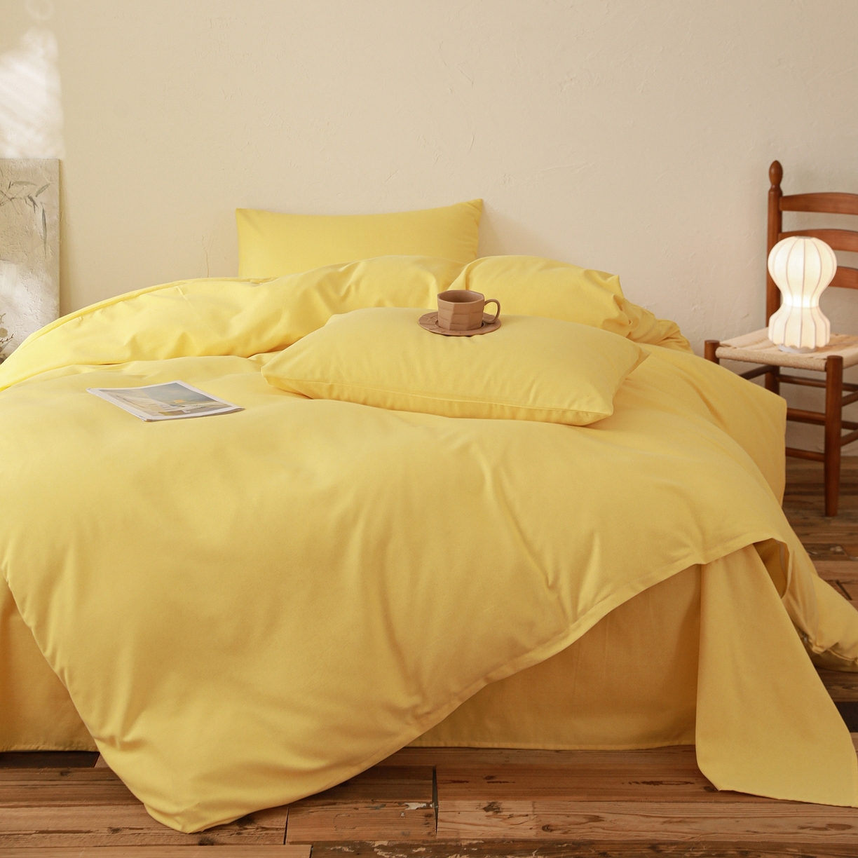 91家纺网 家纺一手货源 找家纺 小叮当家纺仓储工厂店 (买家秀 爆款花型 不断货)2025秋冬新款亲肤舒适良品磨毛四件套 肌理黄