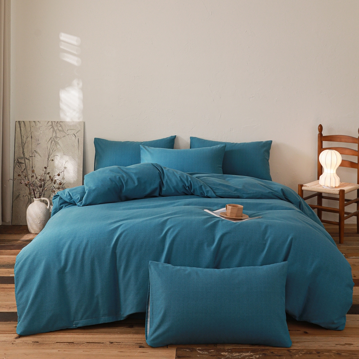 91家纺网 家纺一手货源 找家纺 小叮当家纺仓储工厂店 (买家秀 爆款花型 不断货)2025秋冬新款亲肤舒适良品磨毛四件套 肌理蓝