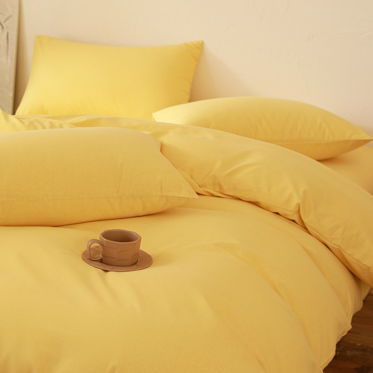 91家纺网 家纺一手货源 找家纺 小叮当家纺仓储工厂店 (买家秀 爆款花型 不断货)2025秋冬新款亲肤舒适良品磨毛四件套 肌理黄