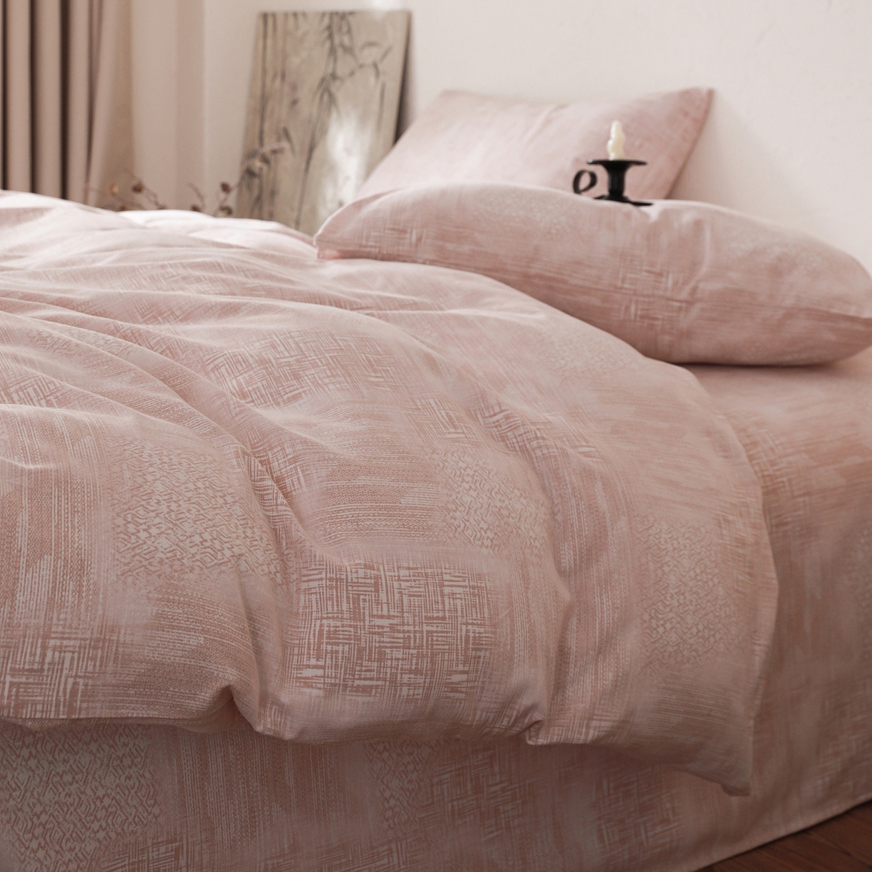 91家纺网 家纺一手货源 找家纺 小叮当家纺仓储工厂店 (买家秀 爆款花型 不断货)2025秋冬新款亲肤舒适良品磨毛四件套 雾影粉