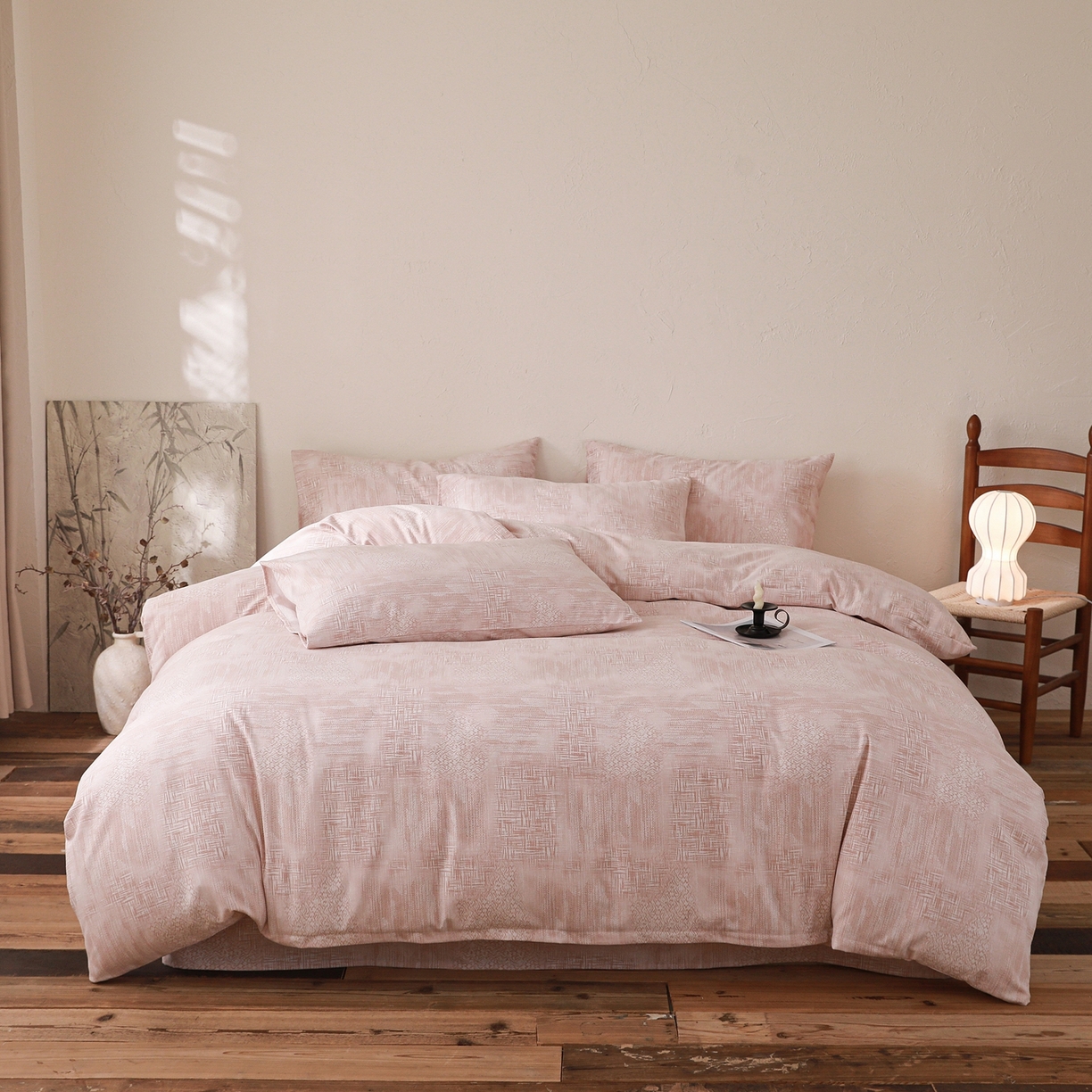 91家纺网 家纺一手货源 找家纺 小叮当家纺仓储工厂店 (买家秀 爆款花型 不断货)2025秋冬新款亲肤舒适良品磨毛四件套 雾影粉