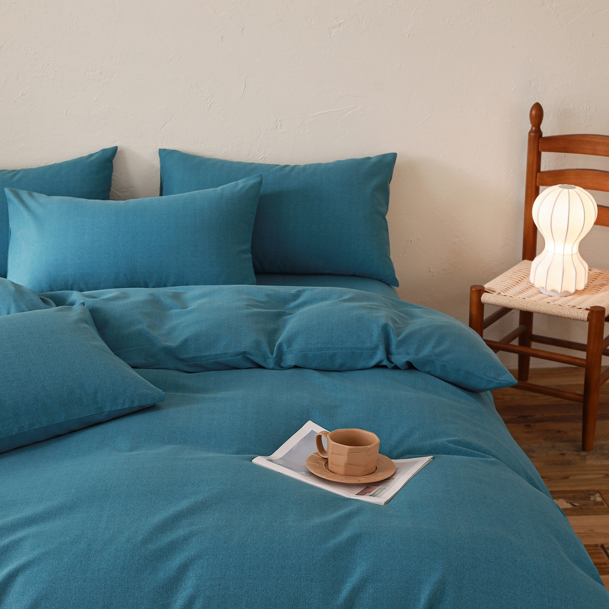 91家纺网 家纺一手货源 找家纺 小叮当家纺仓储工厂店 (买家秀 爆款花型 不断货)2025秋冬新款亲肤舒适良品磨毛四件套 肌理蓝