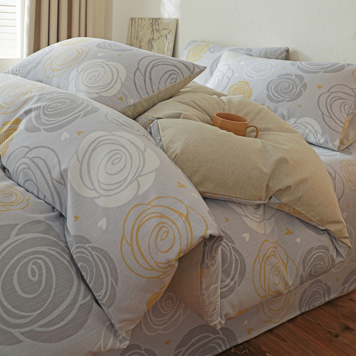 91家纺网 家纺一手货源 找家纺 小叮当家纺仓储工厂店 (买家秀 爆款花型 不断货)2025秋冬新款亲肤舒适良品磨毛四件套 花韵