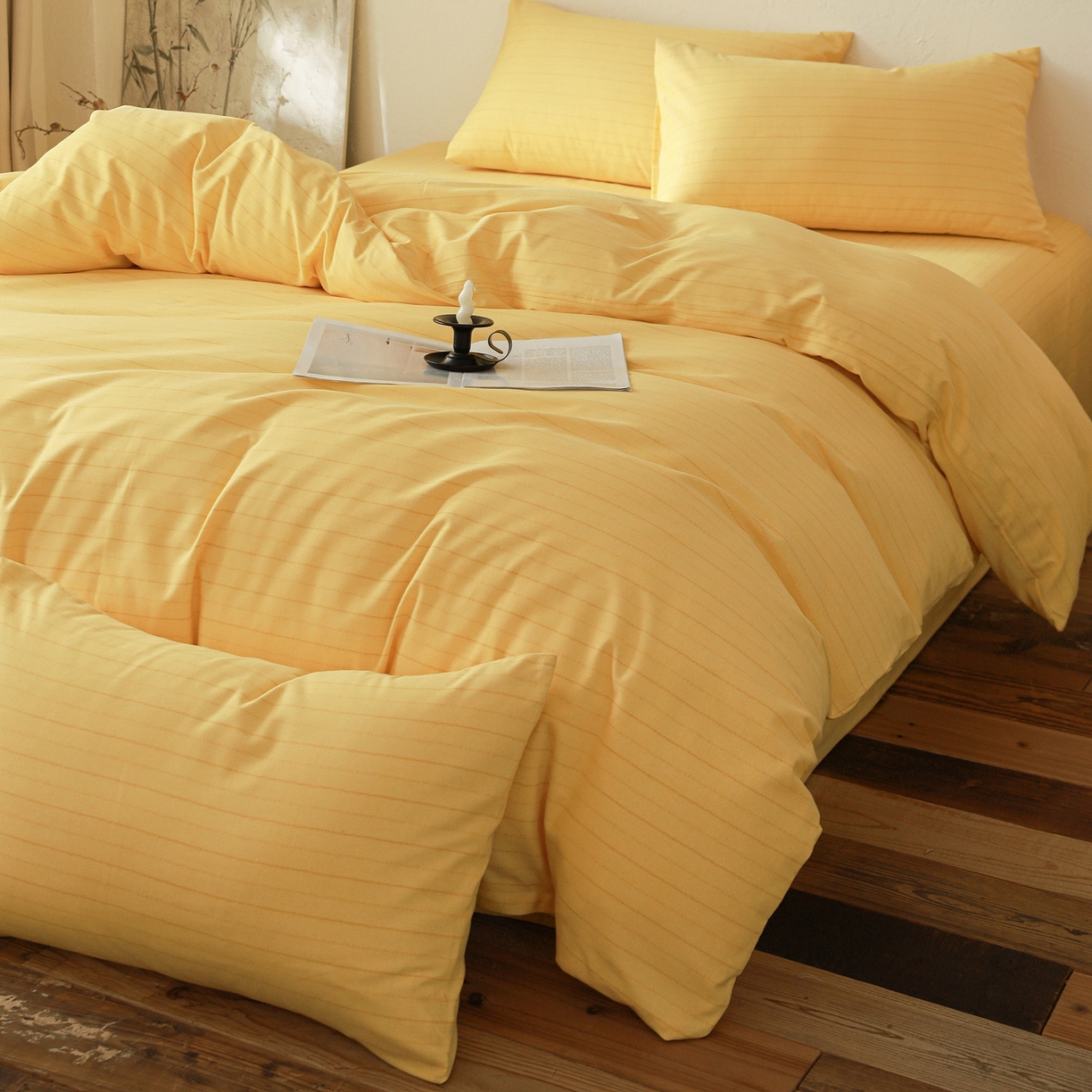 91家纺网 家纺一手货源 找家纺 小叮当家纺仓储工厂店 (买家秀 爆款花型 不断货)2025秋冬新款亲肤舒适良品磨毛四件套 织梦黄