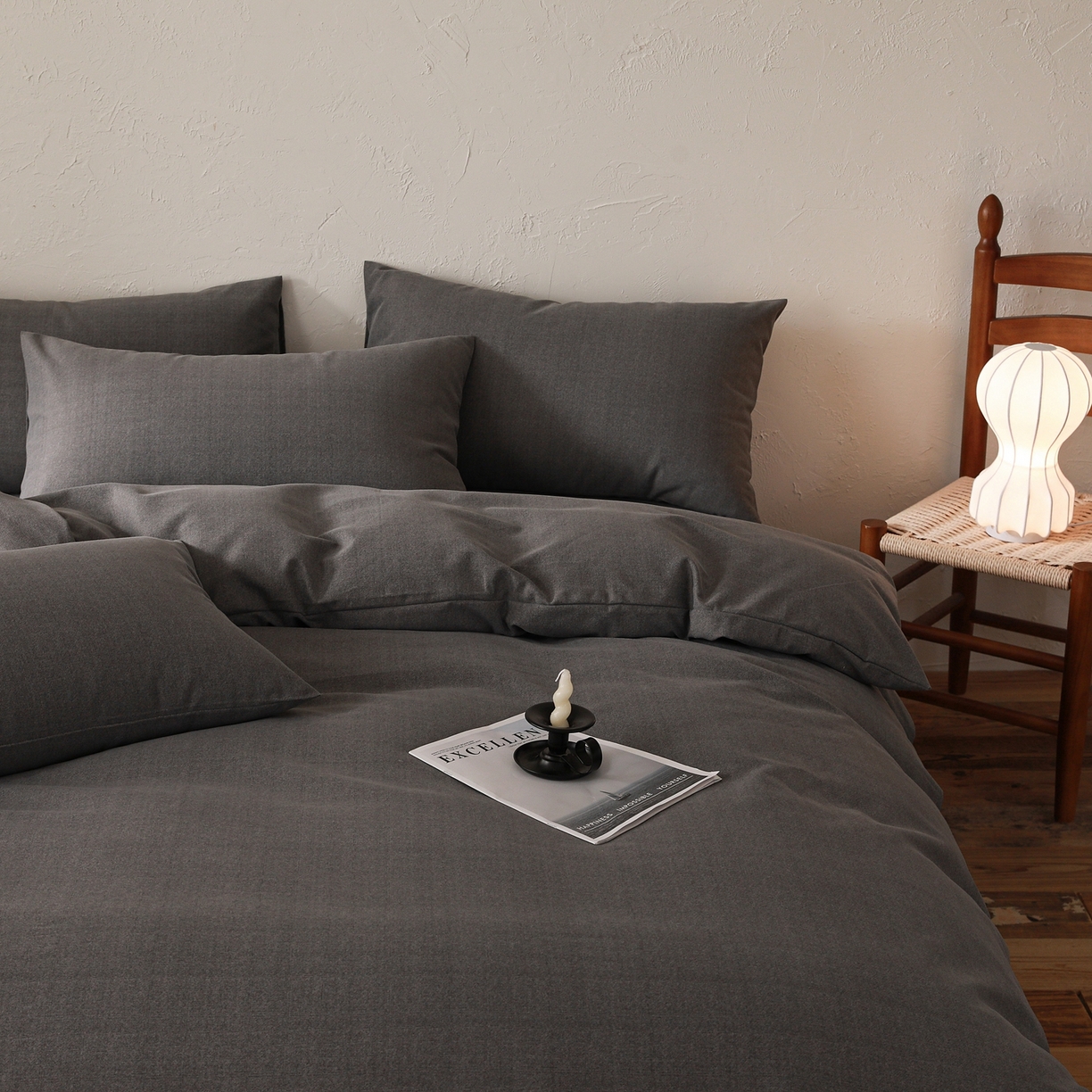 91家纺网 家纺一手货源 找家纺 小叮当家纺仓储工厂店 (买家秀 爆款花型 不断货)2025秋冬新款亲肤舒适良品磨毛四件套 玄夜灰