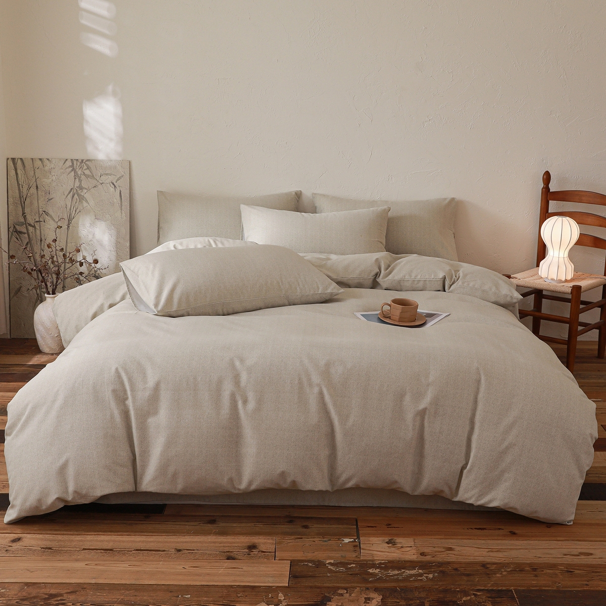 91家纺网 家纺一手货源 找家纺 小叮当家纺仓储工厂店 (买家秀 爆款花型 不断货)2025秋冬新款亲肤舒适良品磨毛四件套 肌理灰