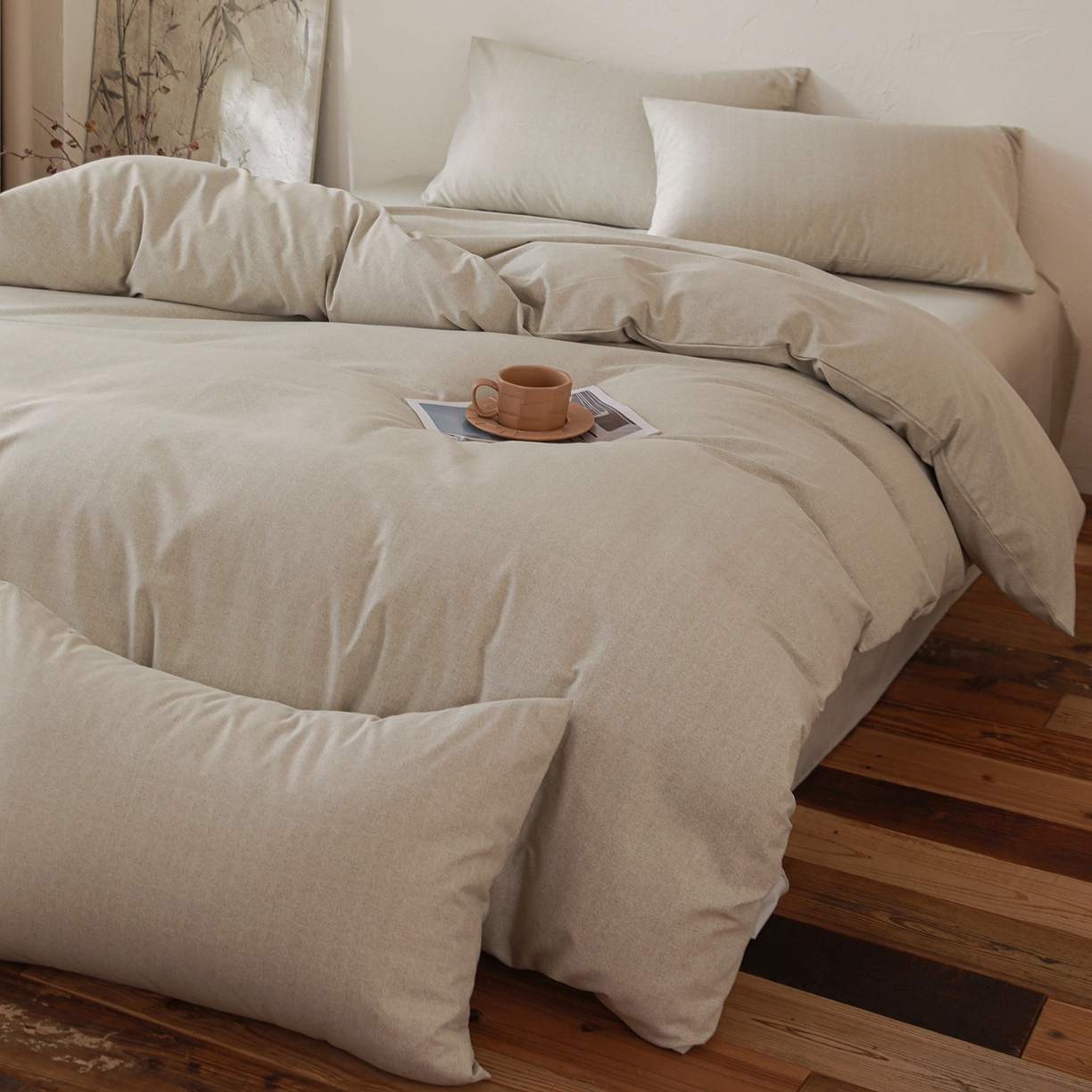 91家纺网 家纺一手货源 找家纺 小叮当家纺仓储工厂店 (买家秀 爆款花型 不断货)2025秋冬新款亲肤舒适良品磨毛四件套 肌理灰