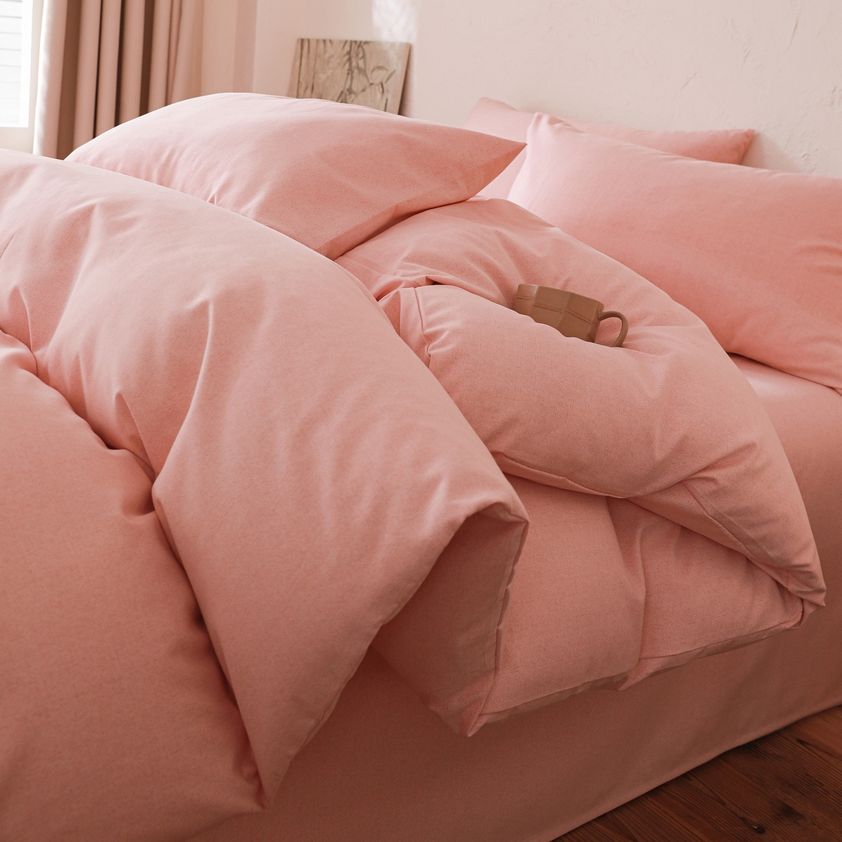 91家纺网 家纺一手货源 找家纺 小叮当家纺仓储工厂店 (买家秀 爆款花型 不断货)2025秋冬新款亲肤舒适良品磨毛四件套 肌理粉